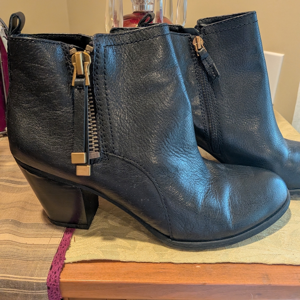 Franco Sarto Black Leather Ankle Booties